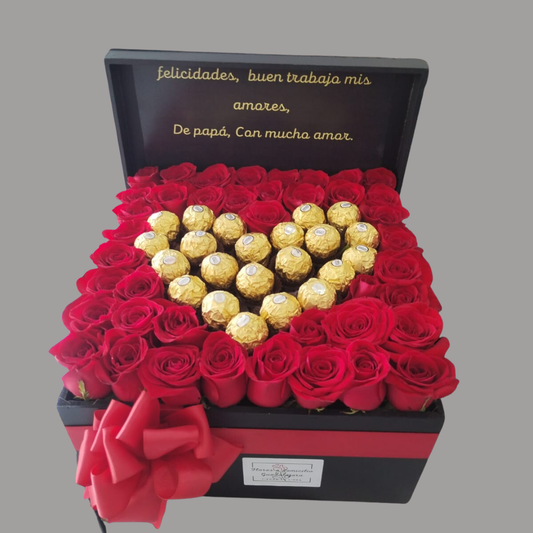 Caja de Rosas & Chocolates Ferrero